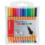 Lot x12 stylos feutre - STABILO Fineliner Point 88 - 0,4mm- (COULEURS ASSORTIES)