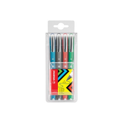 Lot 4x Stylos roller - STABILO Worker colorful - 0,5mm- (COULEURS ASSORTIES)