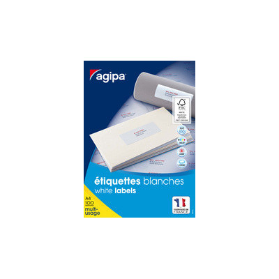 1000x Etiquettes AGIPA multi-usages- 105x57mm - A5 - BLANC