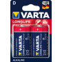 2x piles VARTA alcaline LONGLIFE Max Tech - Mono (D/LR20) - 1,5v