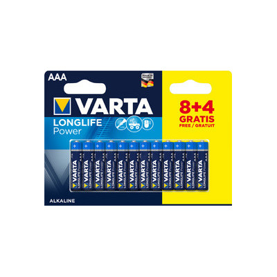 12x piles VARTA alcaline LONGLIFE Power - micro (AAA) - 8+4 - 1,5v