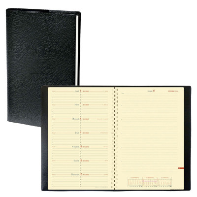 QUOVADIS - Agenda NOTE 24 S à spirale - Impala noir - 16x24cm - 1 semaine sur 1 page + NOTES + répertoire