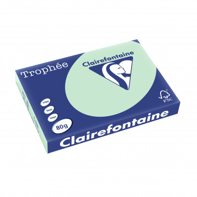 Papier CLAIREFONTAINE A3 - 80g - VERT - 500 feuilles - 29,7x42cm