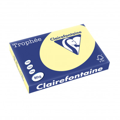 Papier CLAIREFONTAINE A3 - 80g - JAUNE CANARI - 500 feuilles - 29,7x42cm