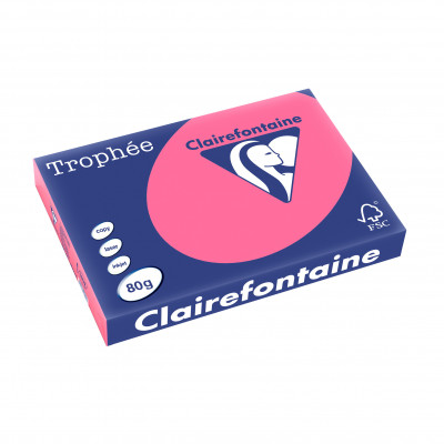 Papier CLAIREFONTAINE A3 - 80g - ROSE FUCHSIA - 500 feuilles - 29,7x42cm