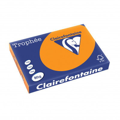 Papier CLAIREFONTAINE A3 - 80g - ORANGE FLUO - 500 feuilles - 29,7x42cm