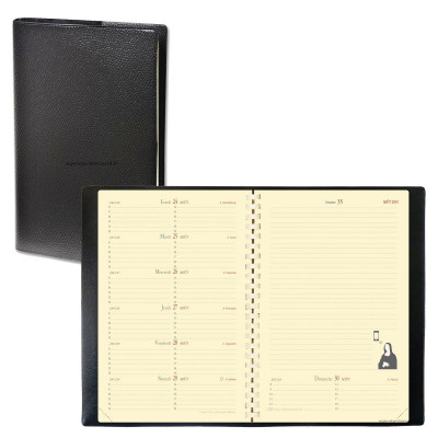 QUOVADIS - Agenda NOTE 15 S à spirale - Impala noir - 10x15cm - 1 semaine sur 1 page + NOTES + répertoire
