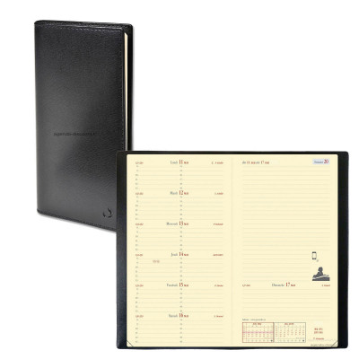 QUOVADIS - Agenda ITALNOTE - Soho noir ebene - 8,8x17cm - 1 semaine sur 1 page + NOTES + répertoire