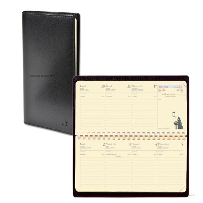 QUOVADIS - Agenda PLANITAL - Soho noir ebene  - 8,8x17cm - 1 semaine sur 2 pages + répertoire