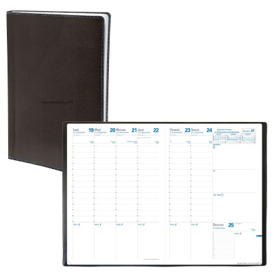 QUOVADIS - Agenda CONSUL Toscana noir  - 21x29,7cm - 1 semaine sur 2 pages
