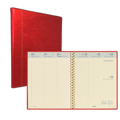 BREPOLS -Agenda Concorde - 21x27cm - 1 semaine sur 2 pages couverture rouge Palermo