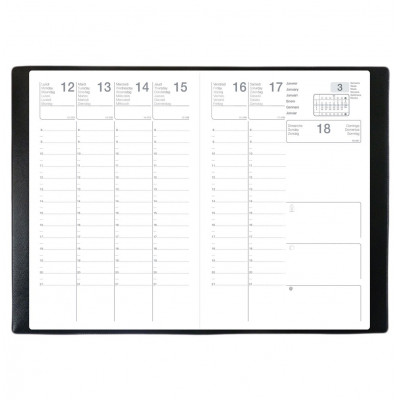 Agenda - 10x15 cm - CALYPSO ML Alpha noir - 1 semaine sur 2 pages