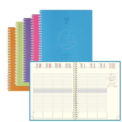 EXACOMPTA - Agenda SAD 22W Linicolor spirale - 18,5x22,5cm - 1 semaine sur 2 pages (Couleurs aléatoires)
