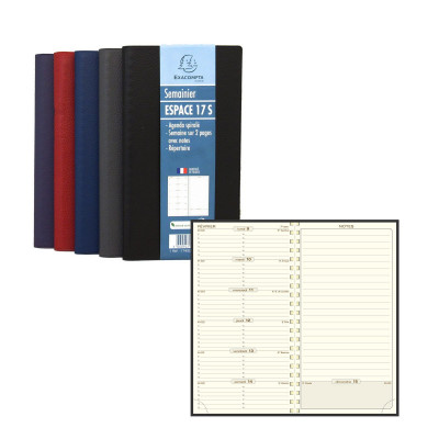 EXACOMPTA - Agenda Espace 17S Cassandra - 175x90mm - 1 semaine sur 2 pages - spirale (COLORIS ALEATOIRES)