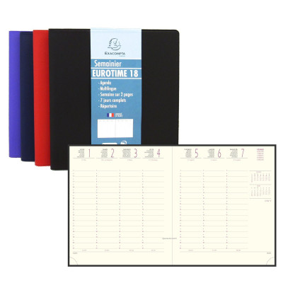 EXACOMPTA - Agenda Eurotime 18 Barbara - 170x150mm - 1 Semaine sur 2 pages (COLORIS ALEATOIRES)