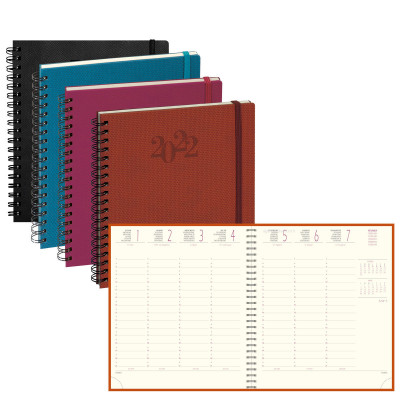 EXACOMPTA - Agenda Eurotime 18W Swan Lucca - 170x150mm - 1 semaine sur 2 pages - spirale (COLORIS ALEATOIRES)