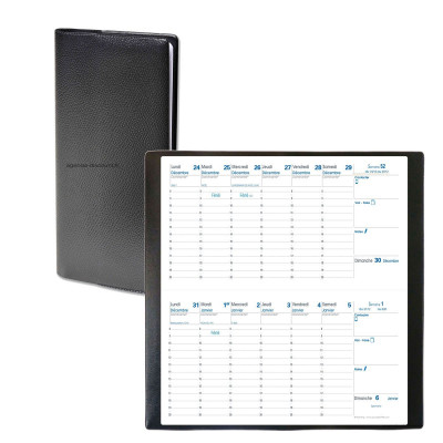 QUOVADIS - Agenda Bi-Planning® 8,8 x 17 cm - 12 mois Plastique noir