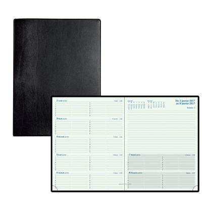 EXACOMPTA - Agenda Espace 27 Barbara NOIR - 270x210mm - 1 Semaine sur 2 pages
