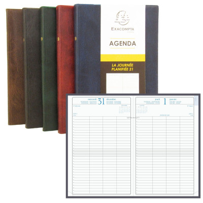 EXACOMPTA - Agenda La Journée planifiée 21 plastique - 210x135mm - 1 jour par page (COLORIS ALEATOIRES)