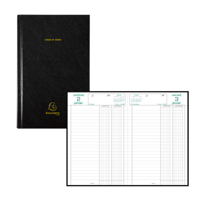 EXACOMPTA - Agenda Carré EURO/CENTS - 210x135mm - 1 jour par page - Noir