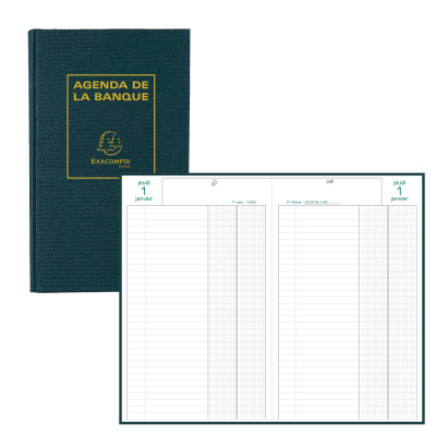 EXACOMPTA - Agenda banquier - 1 volume - 280x175mm - 1 jour sur 2 pages - Noir
