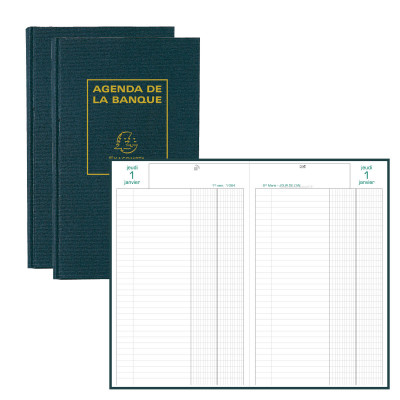 EXACOMPTA - Agenda banquier - 2 volumes - 280x175mm - 1 jour sur 2 pages - Noir