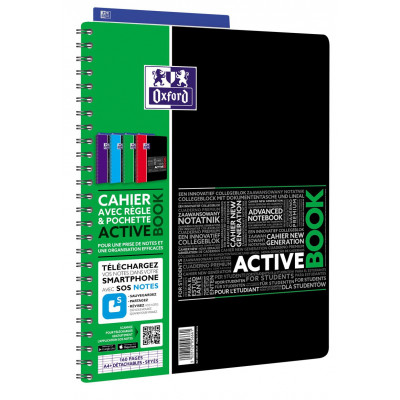 OXFORD - Cahier A4+ à spirale ACTIVEBOOK étudiants 160pages - seyes - 240x297mm