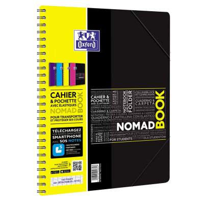 OXFORD - Cahier-chemise A4+ spirale NOMADBOOK étudiants 160pages - seyes - 240x310mm