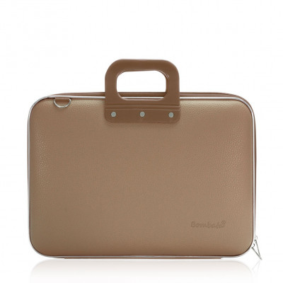 BOMBATA - Mallette PC Portable 15\" CLASSIC vinyle TAUPE - 43x33x7cm