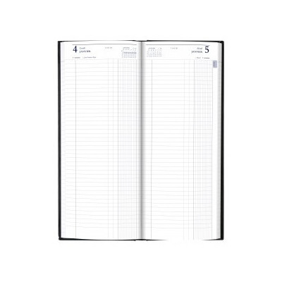 BREPOLS -Agendas Long Noire Travers, échelle horaire 13 x 33 cm - 1 jour par page
