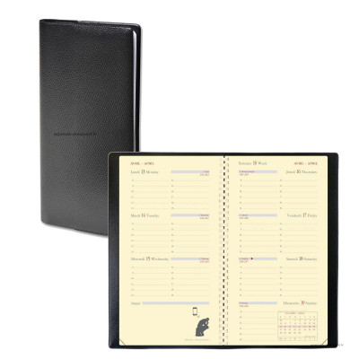 QUOVADIS - Quovadis Agenda de poche PLANORIZON 12 mois 8,8 x 17cm - 1 semaine sur 2 pages IMPALA NOIR