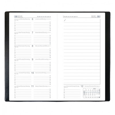 Agenda - 8.8x17 cm - NOTEXDI ML Alpha noir - 1 semaine sur 1 page + NOTES