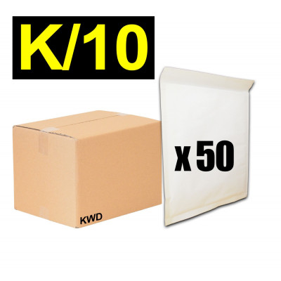 Lot 50x enveloppes à bulles pochettes Blanches - format 370 x 485 mm - type K10 (K)
