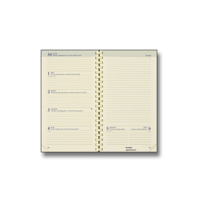 BREPOLS -Recharge agenda Notaplan à spirales - 7 LANGUES - 9x16cm - 1 semaine sur 2 pages
