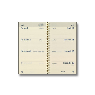 BREPOLS -Recharge agenda Optivision pocket spirale - 9x16cm - 1 semaine sur 2 pages