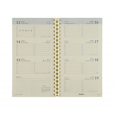 BREPOLS -Recharge pour agenda Interplan - 9x16cm - 1 semaine sur 2 pages