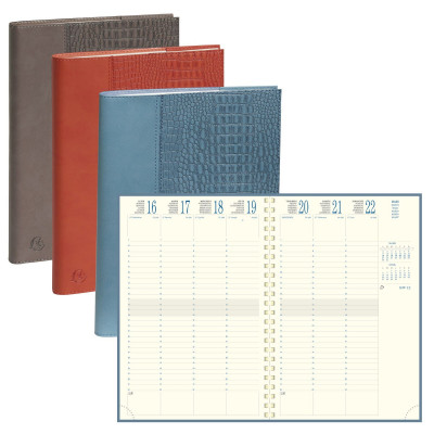 EXACOMPTA - Agenda Eurotime 24S Baby-Croco spirale- 24x16cm - 1 semaine sur 2 pages (COULEURS ALEATOIRES)