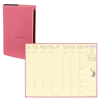QUOVADIS - Agenda AFFAIRES PRESTIGE Soho Rose - 10x15cm - 1 semaine sur 2 pages Verticale
