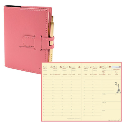 QUOVADIS - Agenda RANDONNEE Prestige Soho Rose - 9x12,5cm - 1 semaine sur 2 pages Verticale