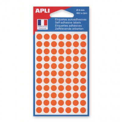 AGIPA  - Sachet 462 Etiquettes rondes Ø8mm - ORANGE