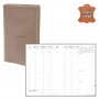 QUOVADIS - Agenda MINISTRE cuir vachette lisse Luna taupe 16x24cm - 1 semaine sur 2 pages
