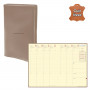 QUOVADIS - Agenda MINISTRE Prestige cuir vachette lisse Luna taupe 16x24cm - 1 semaine sur 2 pages