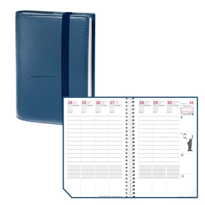 QUOVADIS - Agenda TIME&LIFE POCKET Bleu métal - 10x15cm - 1 semaine sur 2 pages
