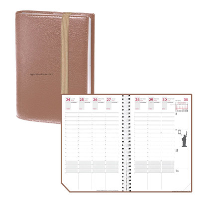 QUOVADIS - Agenda TIME&LIFE POCKET Cuivre - 10x15cm - 1 semaine sur 2 pages