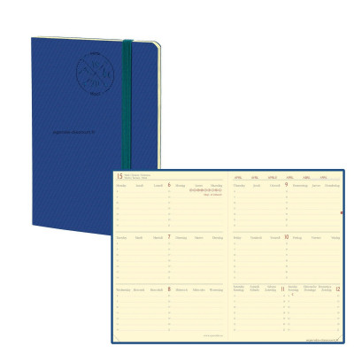 QUOVADIS - Agenda HORIZONTAL 15 SD Everest - Bleu - 10x15cm - 1 semaine sur 2 pages