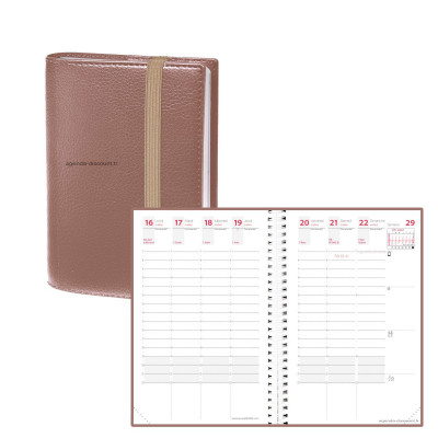 QUOVADIS - Agenda TIME&LIFE POCKET cuivre Septembre - 10x15cm - 1 semaine sur 2 pages