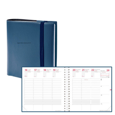 QUOVADIS - Agenda TIME&LIFE MEDIUM bleu métal Septembre - 16x16cm - 1 semaine sur 2 pages