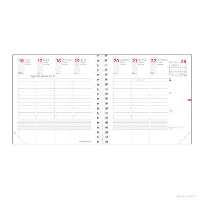 QUOVADIS - Recharge agenda TIME&LIFE MEDIUM Septembre - 16x16cm - 1 semaine sur 2 pages